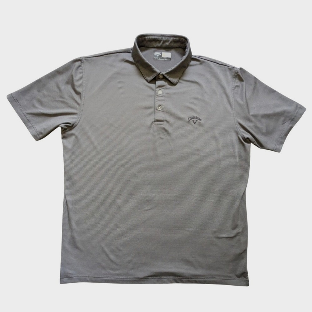 Callaway Golf Polo Mens XL Grey Micro Stripe Opti-Dri Short Sleeve Shirt